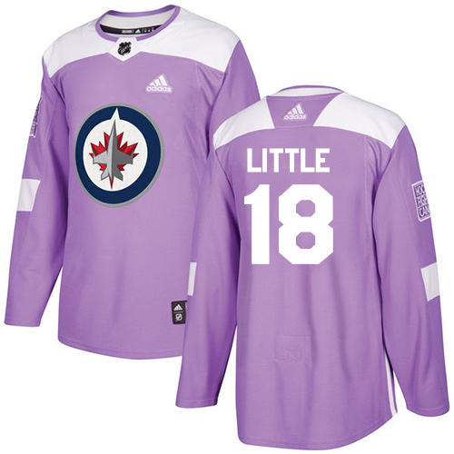 Adidas Jets #18 Bryan Little Purple Authentic Fights Cancer Stitched NHL Jersey